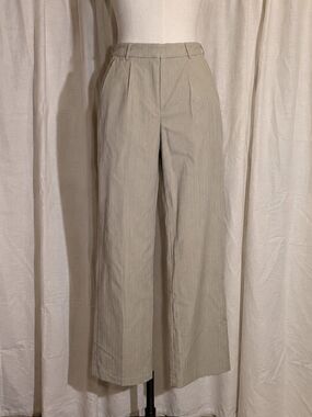 Edit by Nine Beige Pinstripe Wide Leg Trouser Pants Size M